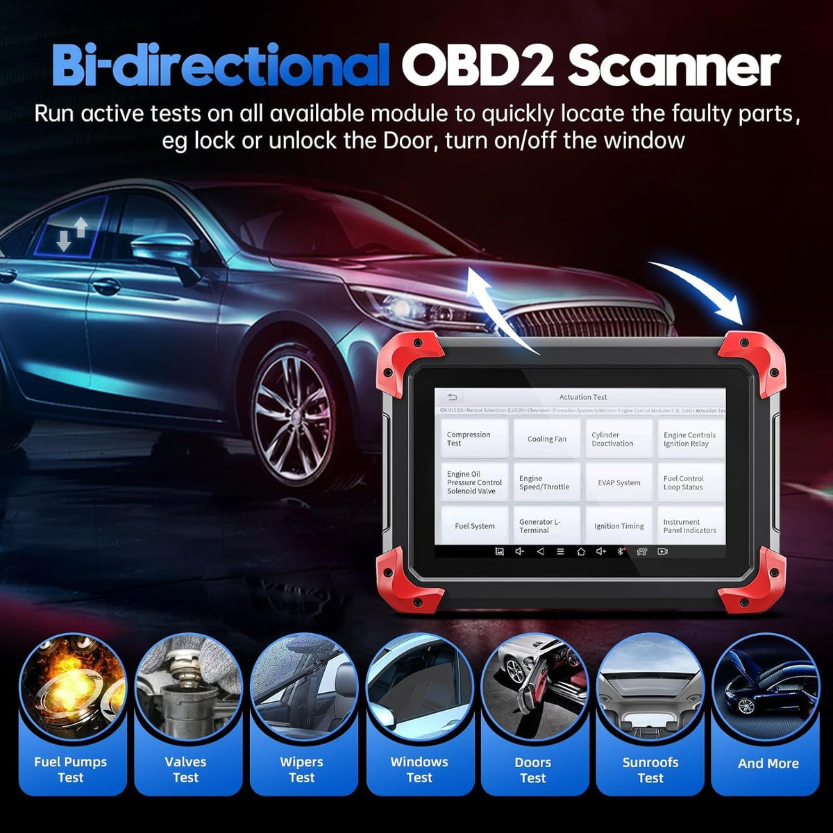 Bidirectional Scan Tool: 2024 Newest Automotive Scanner Diagnostic Tool with ECU Coding, Active Tests, All System Scan, 36+ Resets, Crankshaft Rele...