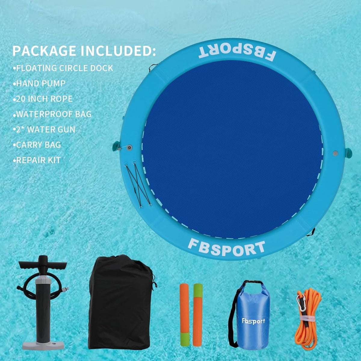Inflatable Dock Floating Platform, 8ft Inflatable Water Hammock Floating Deck for Lake W/Cupholder, Round Floating Ring Float Ring, Pool Float Raft...