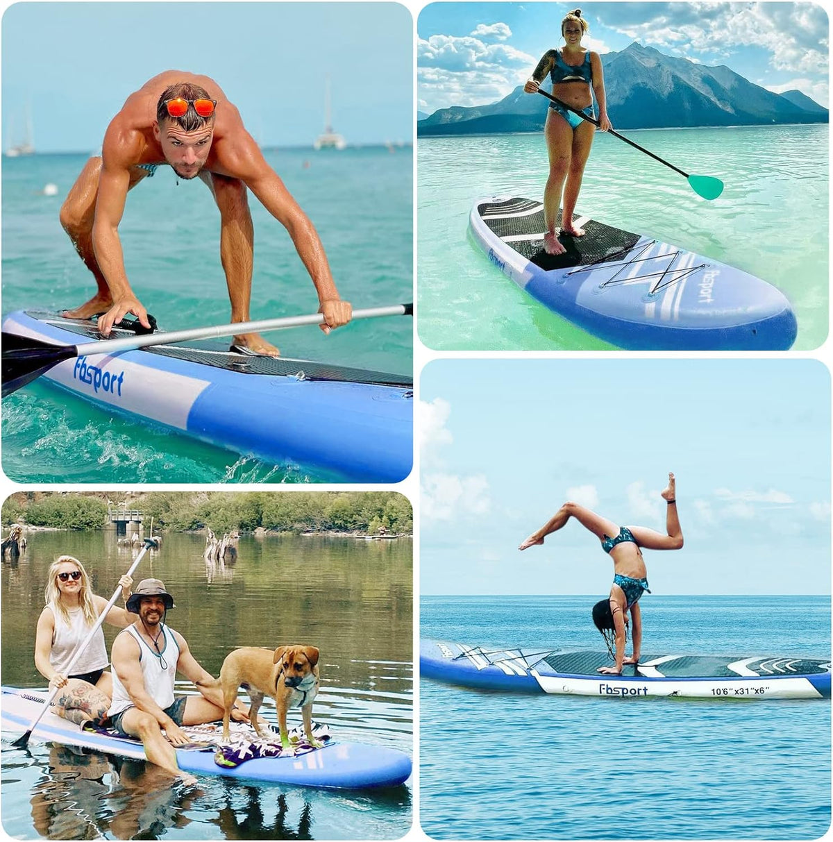 Premium Stand Up Paddle Board, Yoga Board with Durable SUP Accessories & Carry Bag | Wide Stance, Surf Control, Non-Slip Deck, Leash, Paddle and Pu...