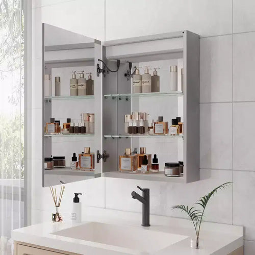 28x20 Inch LED Bathroom Medicine Cabinet with Lights and Mirror, Lighted Medicine Cabinet with Defogger