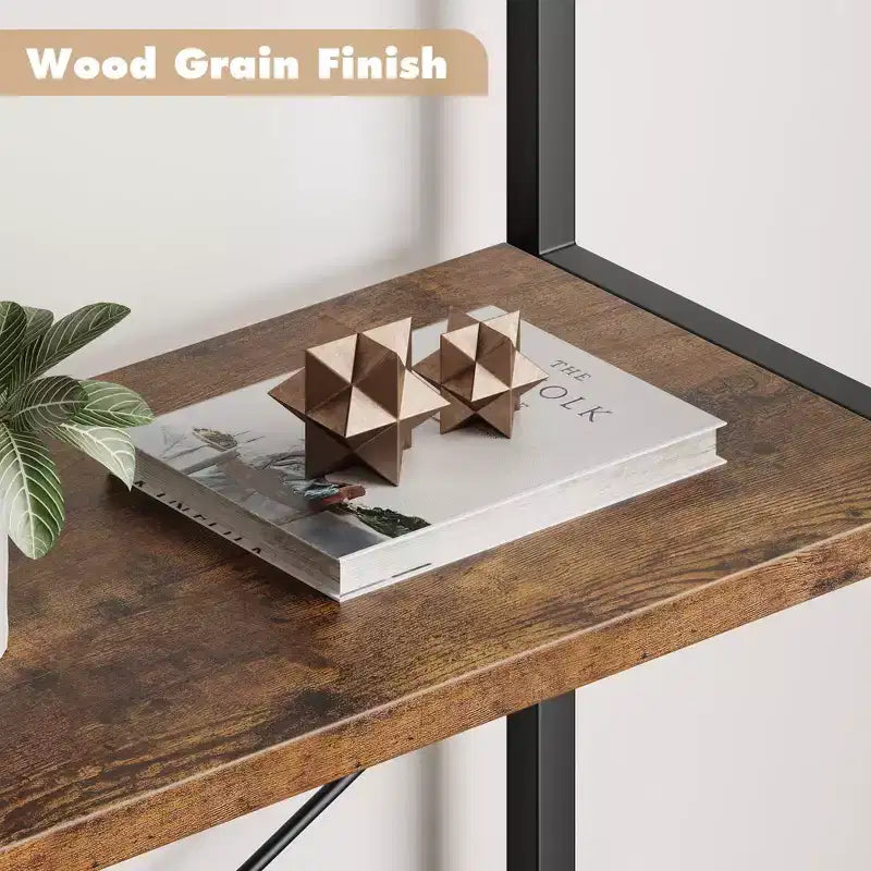 5-Tier Bookshelf - Arched Metal Frame Bookcase, Tall Standing Shelf for Bedroom, Living Room &amp; Home Office