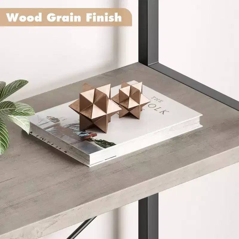 5-Tier Bookshelf - Arched Metal Frame Bookcase, Tall Standing Shelf for Bedroom, Living Room &amp; Home Office