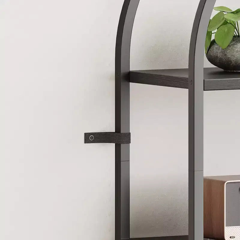 5-Tier Bookshelf - Arched Metal Frame Bookcase, Tall Standing Shelf for Bedroom, Living Room &amp; Home Office