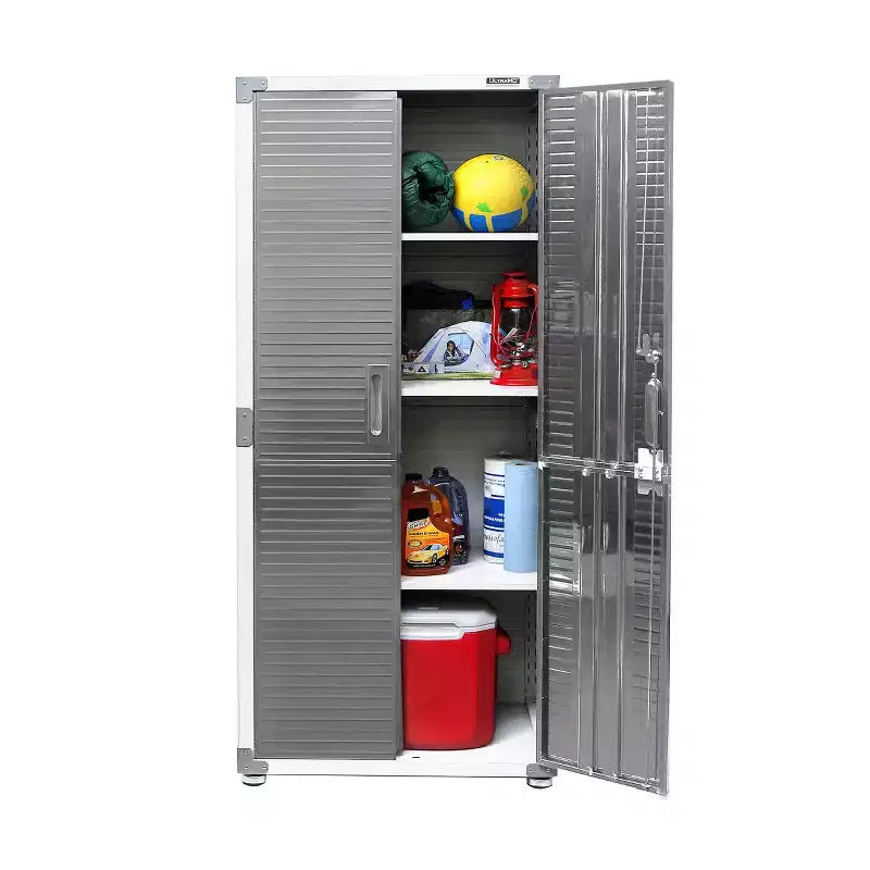 Tall, waterproof, lockable storage cabinet—multi-tier stainless steel storage unit