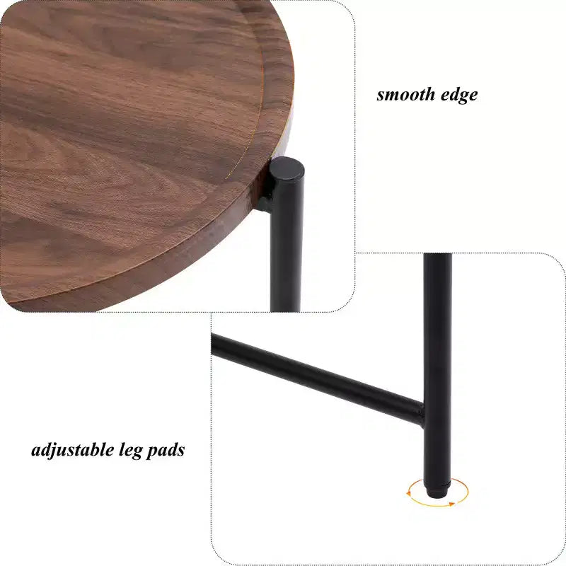 Space-saving Walnut Brown Nightstand for Living Room - 2-tier Modern Sofa Side Table with Wood Storage Shelf