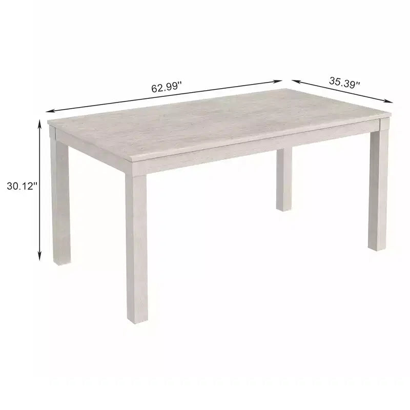 Farmhouse Style Dining Table, Rubber Wood Table with 4 Solid Wood Legs for Kitchen, Gray