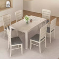 Farmhouse Style Dining Table, Rubber Wood Table with 4 Solid Wood Legs for Kitchen, Gray