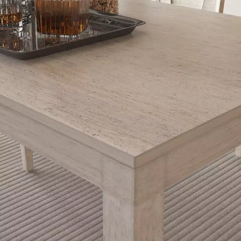 Farmhouse Style Dining Table, Rubber Wood Table with 4 Solid Wood Legs for Kitchen, Gray