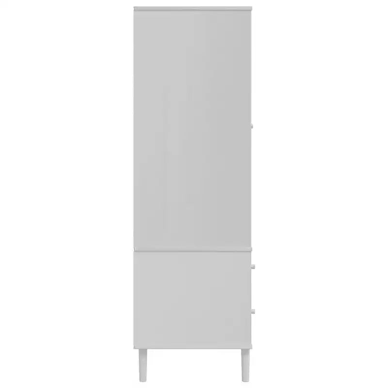 Wardrobe Storage Cabinet Cupboard Rattan Look Solid Wood Pine