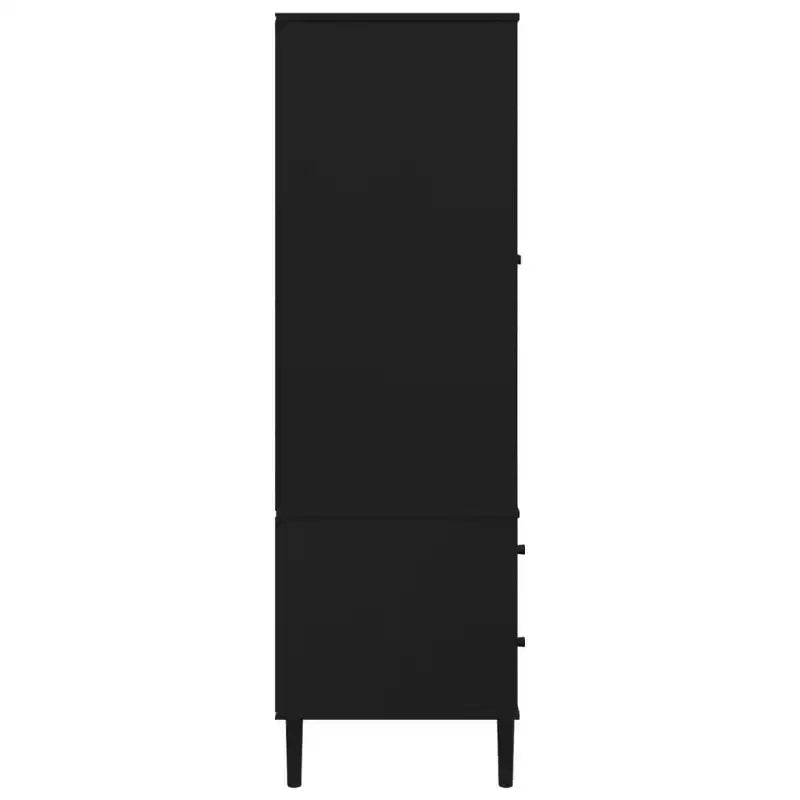 Wardrobe Storage Cabinet Cupboard Rattan Look Solid Wood Pine
