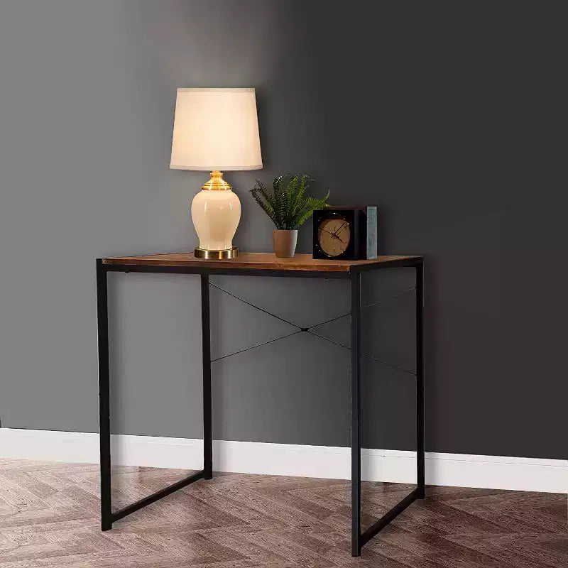 Multifunction Rectangular Home Office Writing Study Desk with Coffee Top and Black Legs
