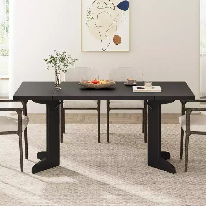 71 Large Dining Table for 6 to 8 People, Modern Dinner Table with Unique Wooden Legs, Rectangle Dining Table for Kitchen, Dining Room &amp; Living Room