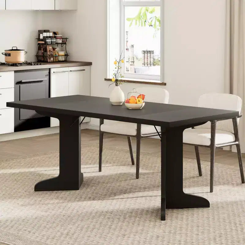 71 Large Dining Table for 6 to 8 People, Modern Dinner Table with Unique Wooden Legs, Rectangle Dining Table for Kitchen, Dining Room &amp; Living Room