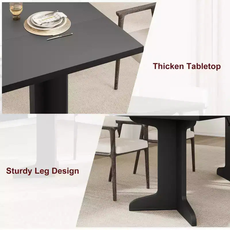 71 Large Dining Table for 6 to 8 People, Modern Dinner Table with Unique Wooden Legs, Rectangle Dining Table for Kitchen, Dining Room &amp; Living Room