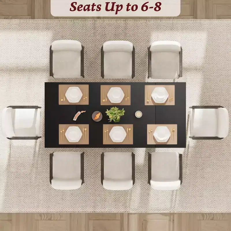 71 Large Dining Table for 6 to 8 People, Modern Dinner Table with Unique Wooden Legs, Rectangle Dining Table for Kitchen, Dining Room &amp; Living Room
