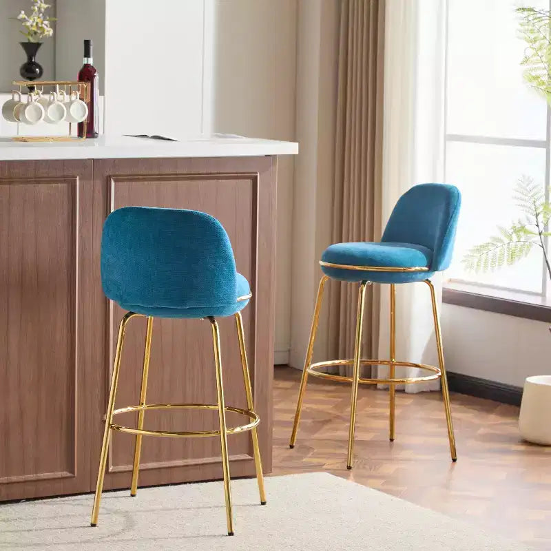 Indoor Metal Frame Upholstered Armless Barstools (Set of 2)