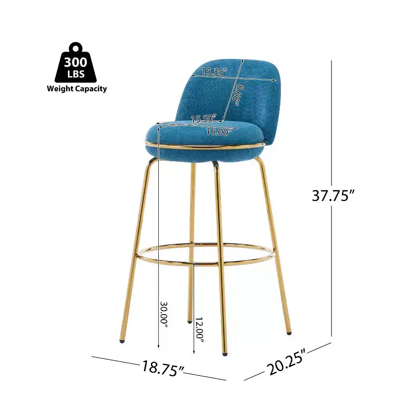 Indoor Metal Frame Upholstered Armless Barstools (Set of 2)