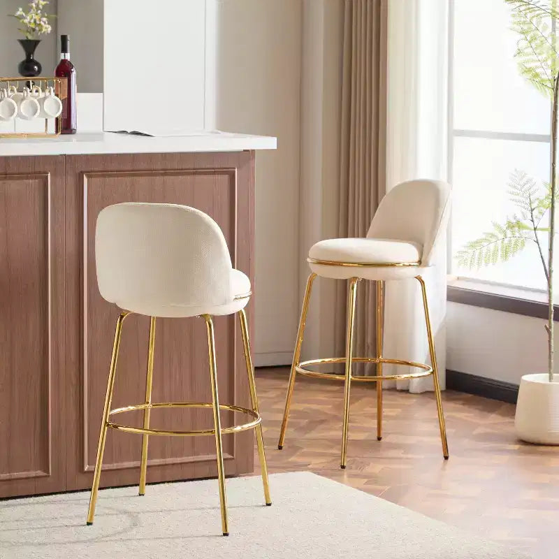 Indoor Metal Frame Upholstered Armless Barstools (Set of 2)