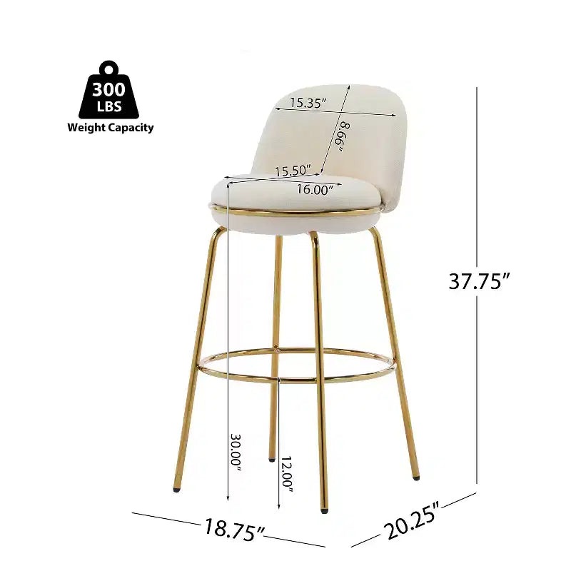 Indoor Metal Frame Upholstered Armless Barstools (Set of 2)