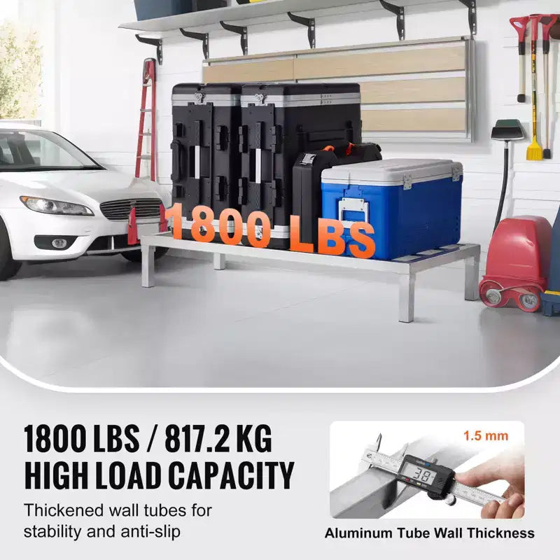 Aluminum Dunnage Rack, 48 x 20 Commercial Food Floor Rack, 8 Off the Floor, 1800 lbs Capacity All-Welded Aluminum Storage Rack