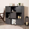9 Cube Bookcase Cabinet Wood Bookcase Storage Shelves Room Divider Organization Gray/White