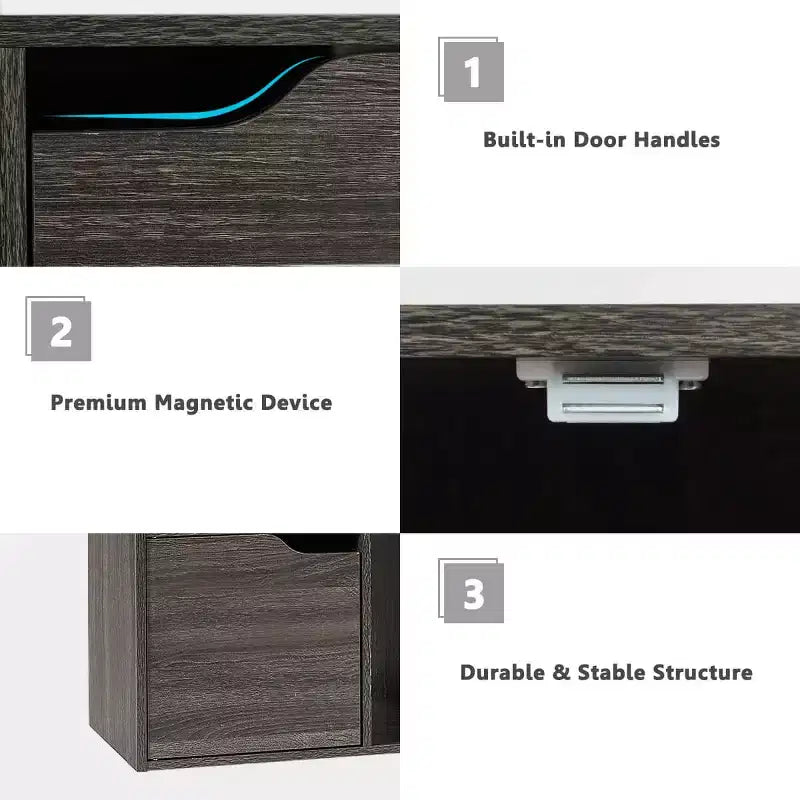 9 Cube Bookcase Cabinet Wood Bookcase Storage Shelves Room Divider Organization Gray/White