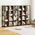 Libreria a 12 cubi, alta 57, autoportante, con scaffale e rastrelliera espositiva in stile industriale