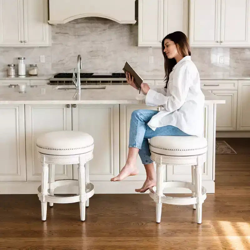 Backless Swivel Counter Height Bar Stools with Fabric