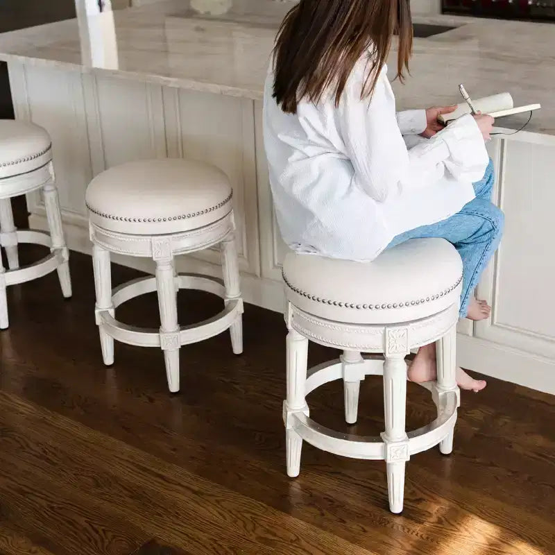Backless Swivel Counter Height Bar Stools with Fabric