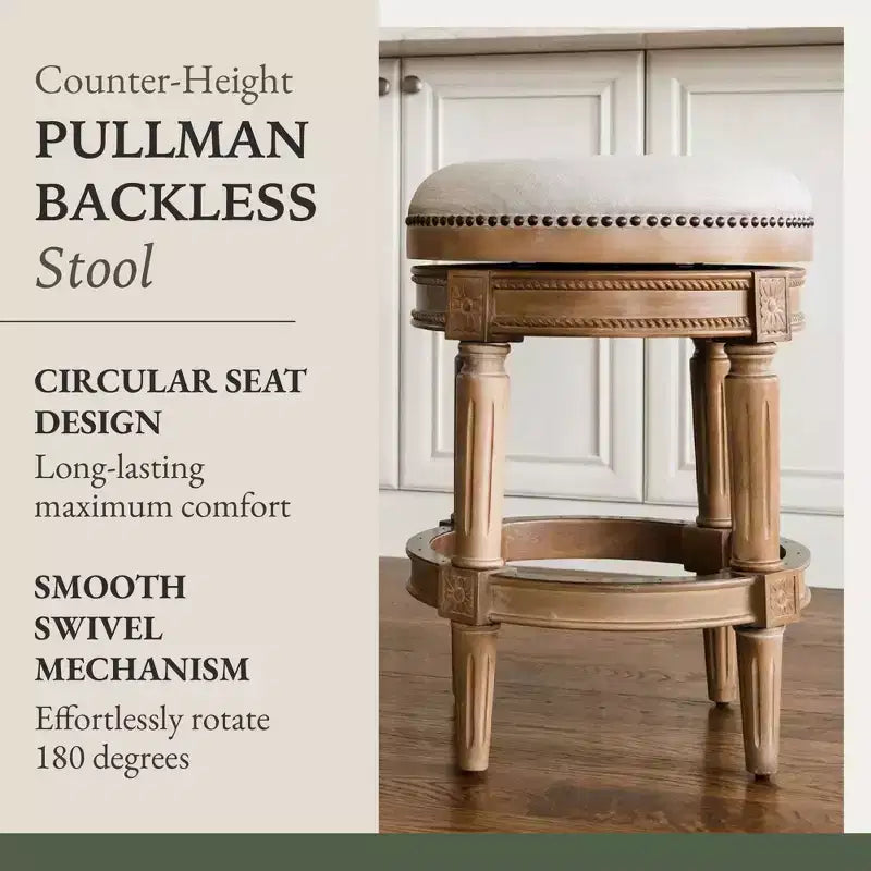 Backless Swivel Counter Height Bar Stools with Fabric