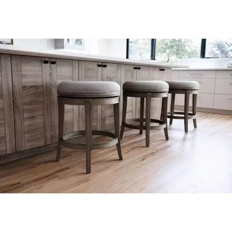 Backless Swivel Counter Stool with Fabric Upholstery 27