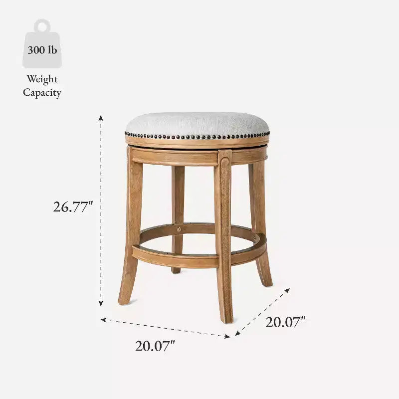 Backless Swivel Counter Stool with Fabric Upholstery 27