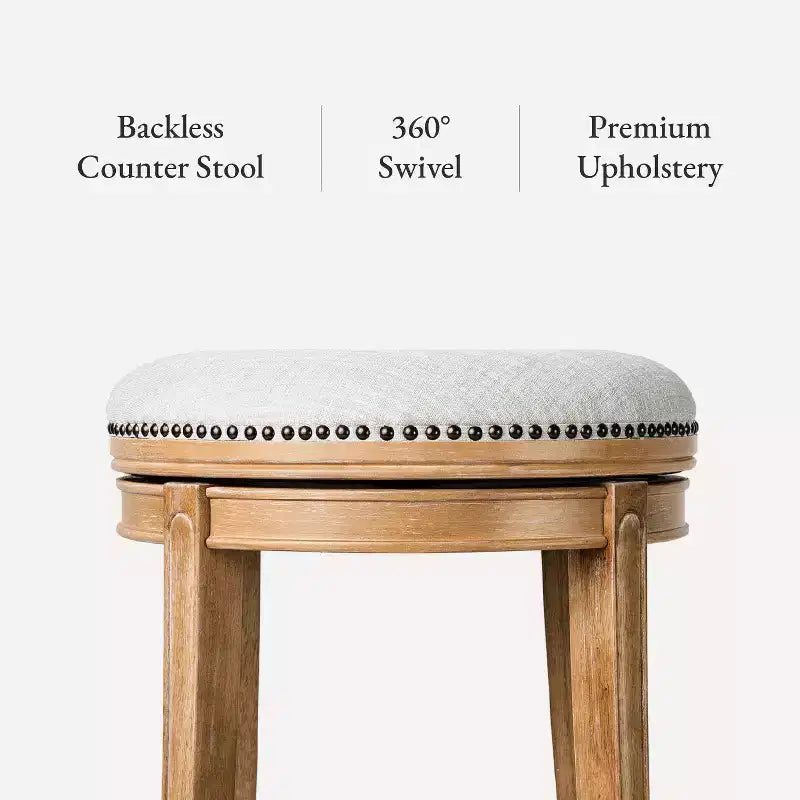 Backless Swivel Counter Stool with Fabric Upholstery 27