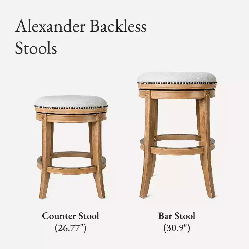 Backless Swivel Counter Stool with Fabric Upholstery 27