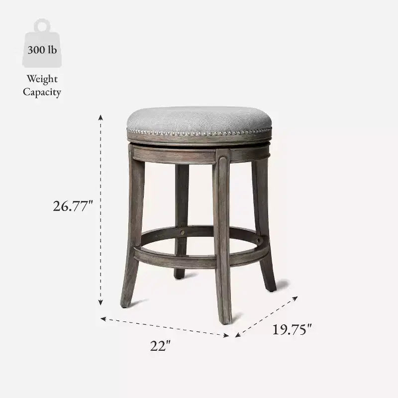 Backless Swivel Counter Stool with Fabric Upholstery 27