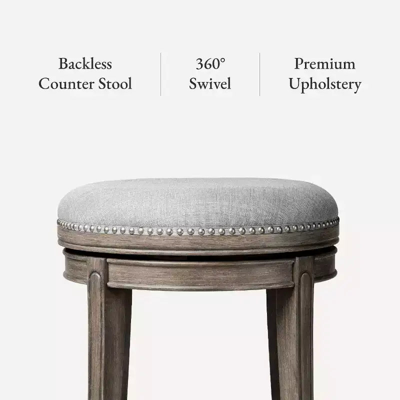 Backless Swivel Counter Stool with Fabric Upholstery 27