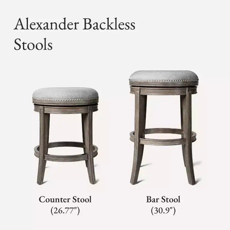Backless Swivel Counter Stool with Fabric Upholstery 27