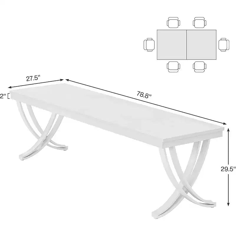 78-inch Rectangular Dining Table for 6-8, Large Wood Farmhouse Dinner Table with Heavy Duty Metal Legs