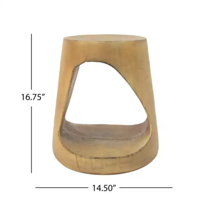 Hollow-Core Side Table with Wood-Grain Texture in Natural Finish