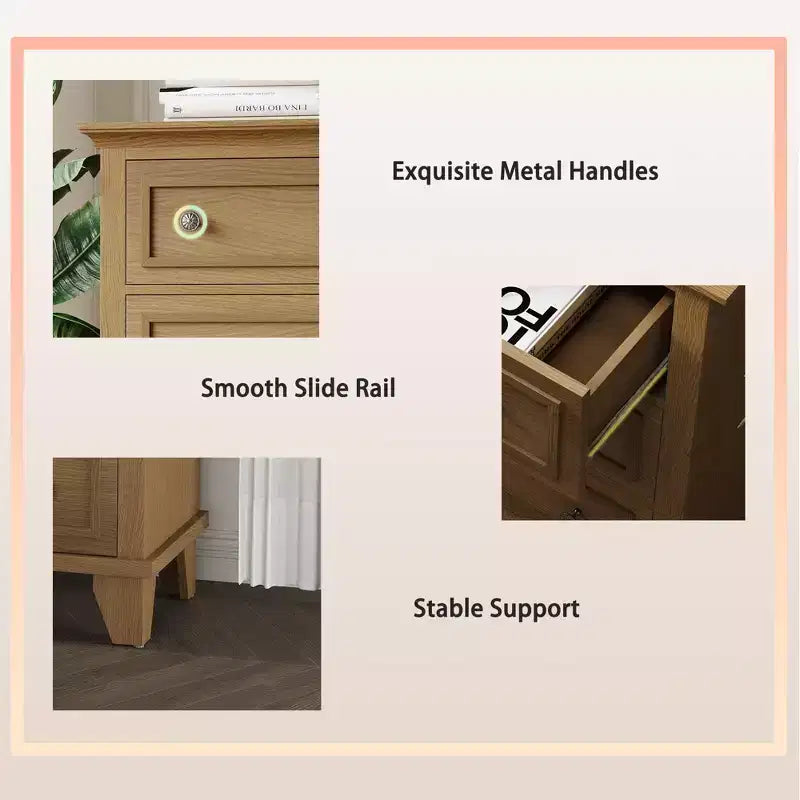 7 Drawer Dresser, Large Wooden Chest of Drawers with Metal Handles, Storage Dresser TV Stand for Bedroom Living Room Entryway