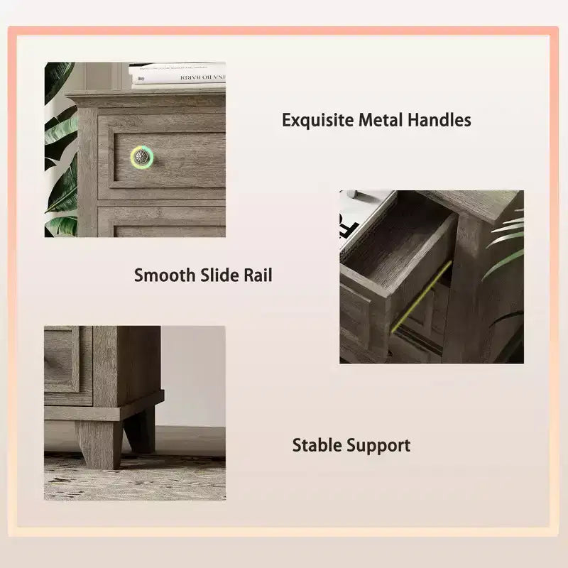 7 Drawer Dresser, Large Wooden Chest of Drawers with Metal Handles, Storage Dresser TV Stand for Bedroom Living Room Entryway
