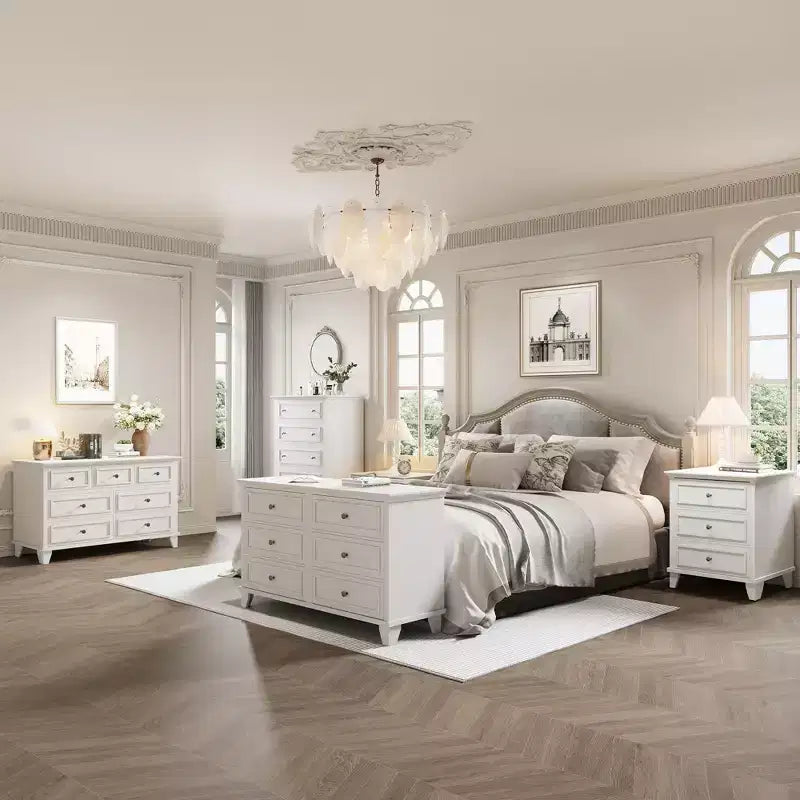 7 Drawer Dresser, Large Wooden Chest of Drawers with Metal Handles, Storage Dresser TV Stand for Bedroom Living Room Entryway