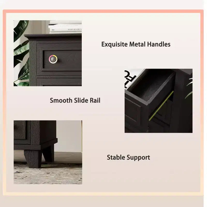 7 Drawer Dresser, Large Wooden Chest of Drawers with Metal Handles, Storage Dresser TV Stand for Bedroom Living Room Entryway