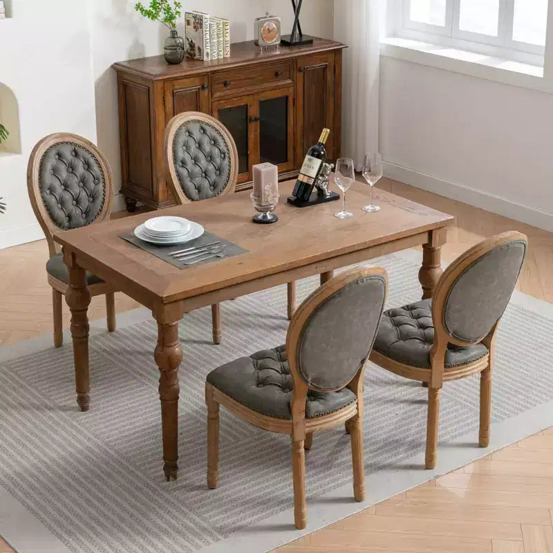 Modern Dining Chairs Set of 2, Mid Century Kitchen Dining Room Chairs with Backrest, Wood Frame and Legs, Rivet Decoration