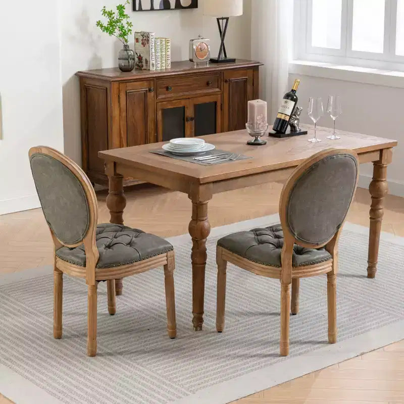 Modern Dining Chairs Set of 2, Mid Century Kitchen Dining Room Chairs with Backrest, Wood Frame and Legs, Rivet Decoration