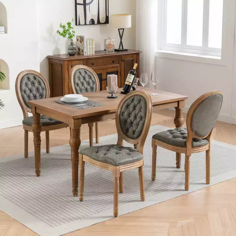 Modern Dining Chairs Set of 2, Mid Century Kitchen Dining Room Chairs with Backrest, Wood Frame and Legs, Rivet Decoration