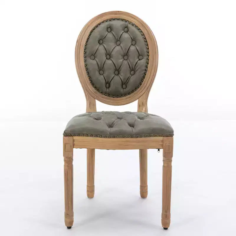 Modern Dining Chairs Set of 2, Mid Century Kitchen Dining Room Chairs with Backrest, Wood Frame and Legs, Rivet Decoration
