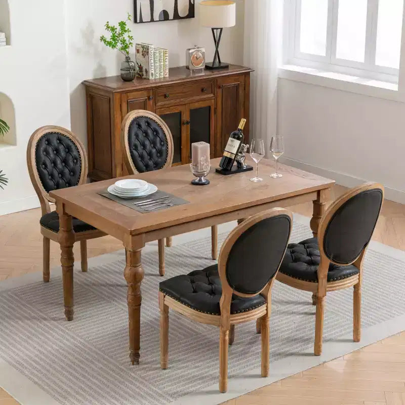 Set di 2 sedie da pranzo moderne, sedie da cucina e sala da pranzo di metà secolo con schienale, struttura e gambe in legno, decorazione con rivetti