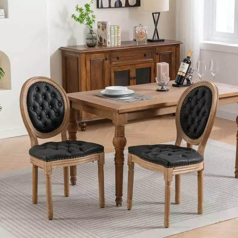 Modern Dining Chairs Set of 2, Mid Century Kitchen Dining Room Chairs with Backrest, Wood Frame and Legs, Rivet Decoration