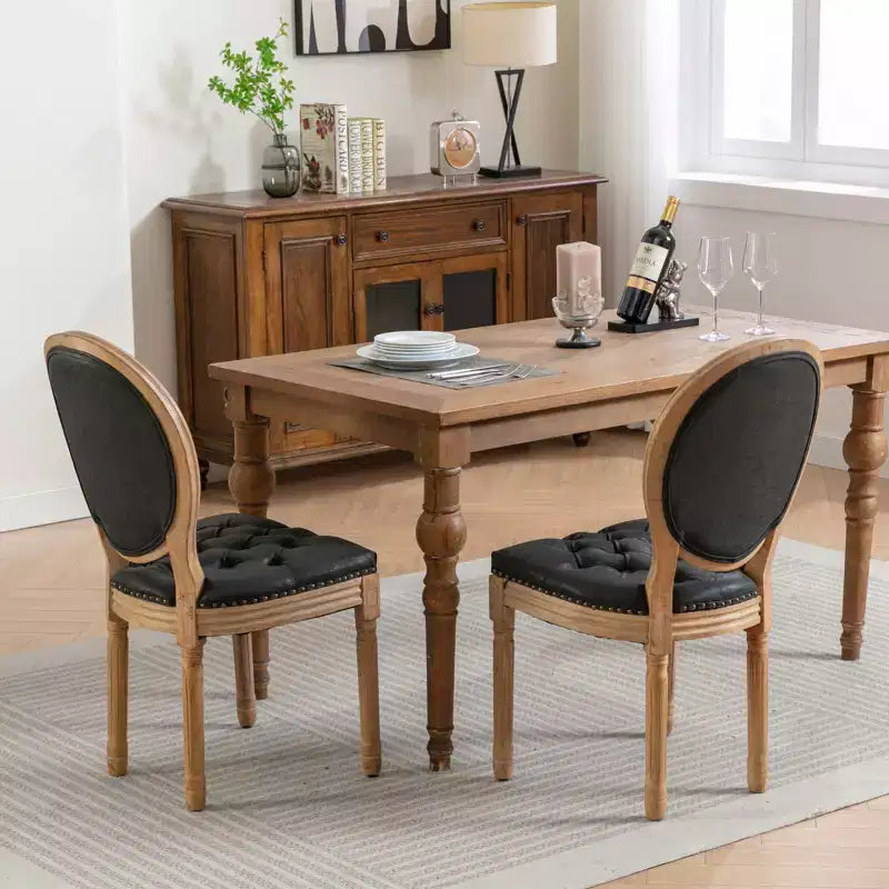 Modern Dining Chairs Set of 2, Mid Century Kitchen Dining Room Chairs with Backrest, Wood Frame and Legs, Rivet Decoration
